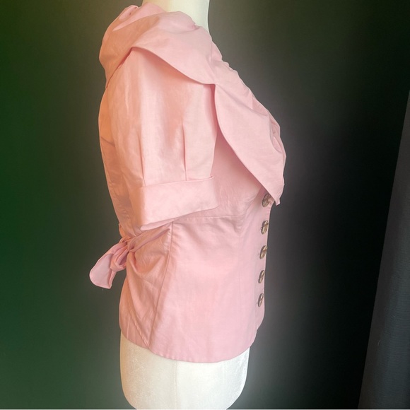 Salvatore Feraggamo Pink Blouse With Bow - Button Up Short Sleeve Shirt - Picture 6 of 13